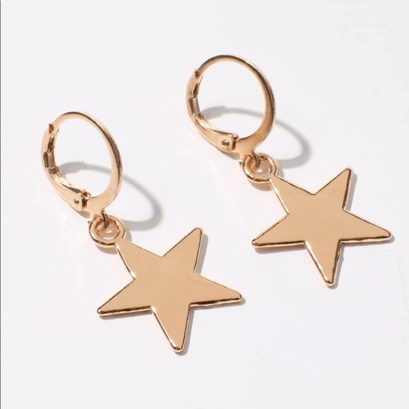 Dainty Mini Star Huggie Hoop Earrings - Picture 2 of 3